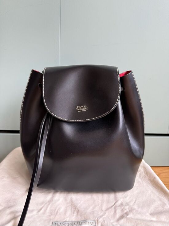 NWOT Frances Valentine Small Ann Backpack, Black Calfskin w/ Red Lining main image 14